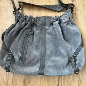 Anthropologie Bica Cheia grey suede shoulder bag